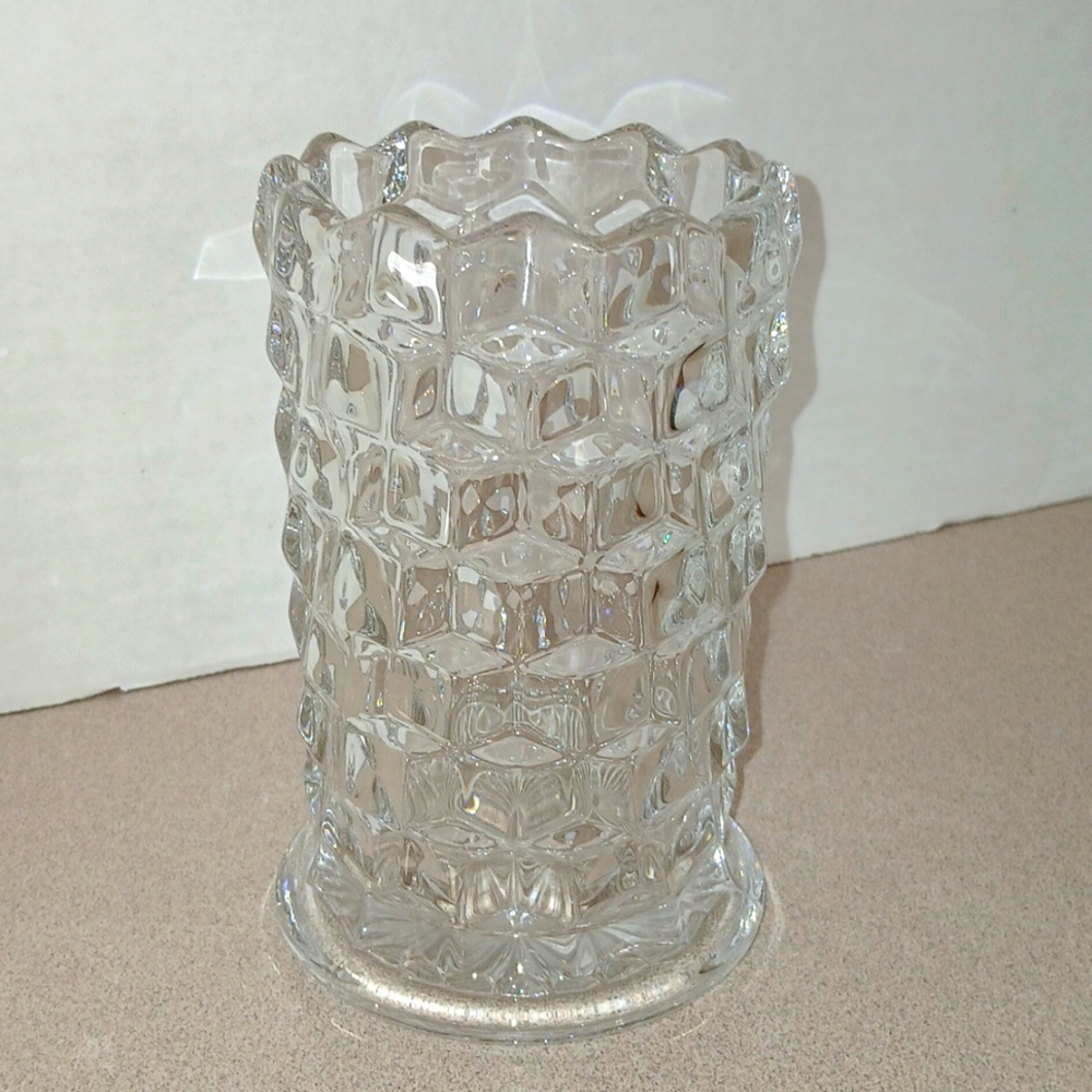Textured Glass Vase with Diamond Pattern